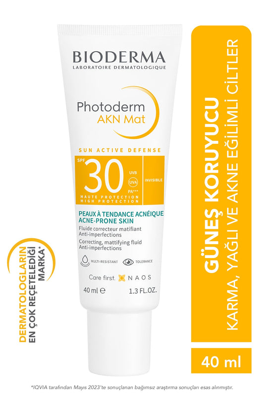 Photoderm Akn Mat Karma Ve Yağlı Ciltler Için Matlaştırıcı Etkili Spf30 Güneş Koruyucu 40ml